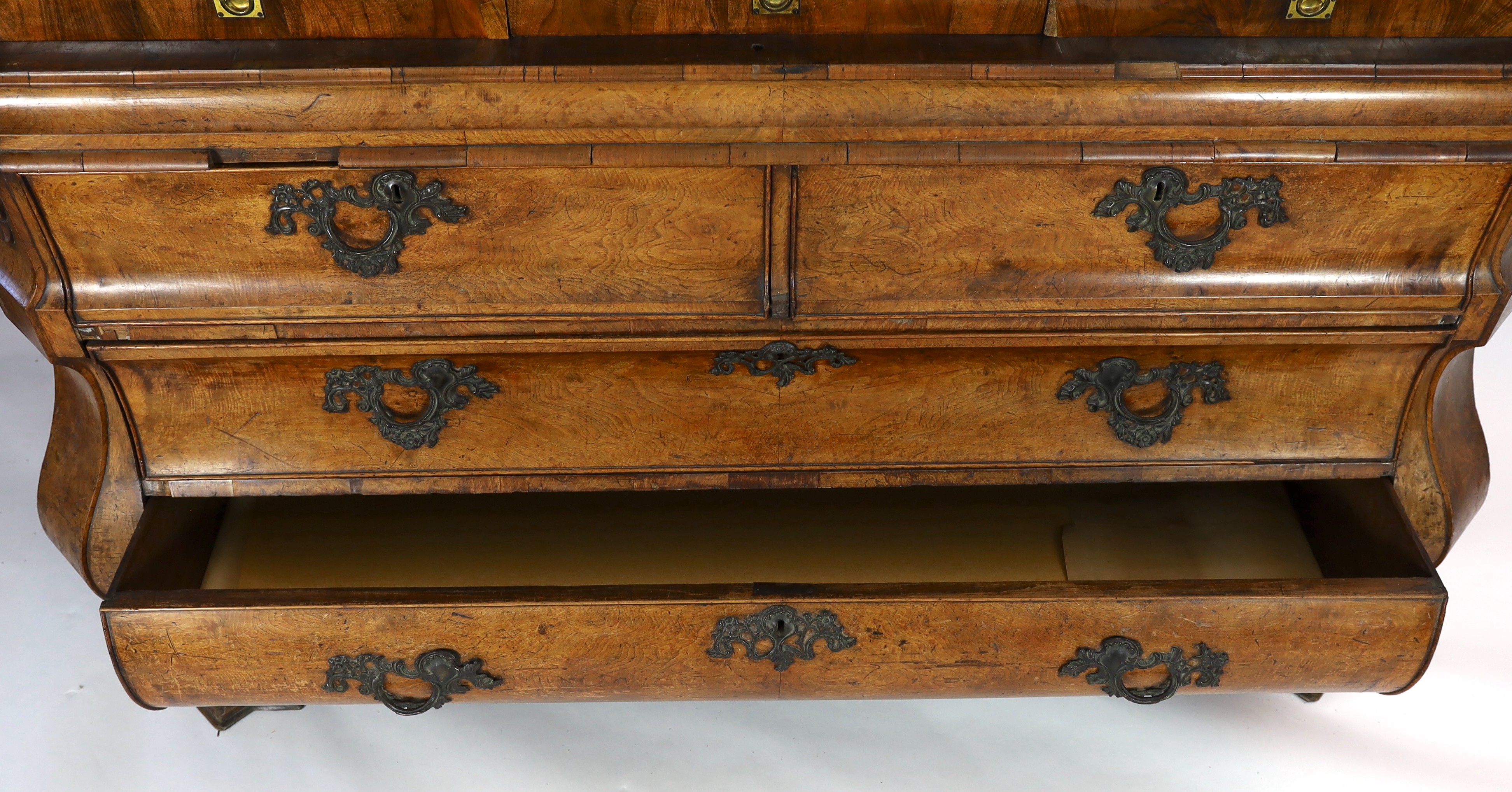 An 18th century Dutch walnut armoire, width 190cm, depth 70cm, height 254cm